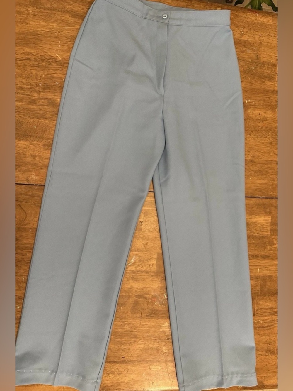 70s Wrangler Misses Straight-Leg Trousers in Light Blue Polyester